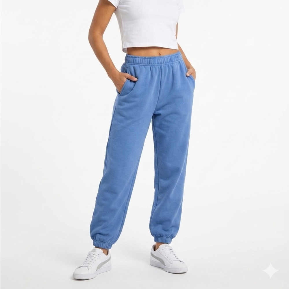 Garage Blue Jogger Sweatpants Women’s Size M Fleece Lined Elastic Waist Pants